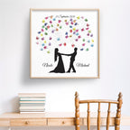 Personalisiertes Hochzeits-Gästebuch Leinwand 50x50 cm - Motiv Brautpaar Feuerwerk Classic - MADYES - Hochzeitsdeko Manufaktur