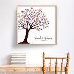 Personalisiertes Hochzeits-Gästebuch Leinwand 50x50 cm - Motiv Baum Herzen - MADYES - Hochzeitsdeko Manufaktur