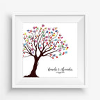 Personalisiertes Hochzeits-Gästebuch Leinwand 50x50 cm - Motiv Baum Herzen - MADYES - Hochzeitsdeko Manufaktur