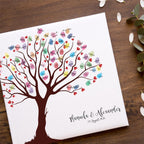 Personalisiertes Hochzeits-Gästebuch Leinwand 50x50 cm - Motiv Baum Herzen - MADYES - Hochzeitsdeko Manufaktur