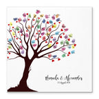 Personalisiertes Hochzeits-Gästebuch Leinwand 50x50 cm - Motiv Baum Herzen - MADYES - Hochzeitsdeko Manufaktur