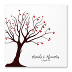 Personalisiertes Hochzeits-Gästebuch Leinwand 50x50 cm - Motiv Baum Herzen - MADYES - Hochzeitsdeko Manufaktur