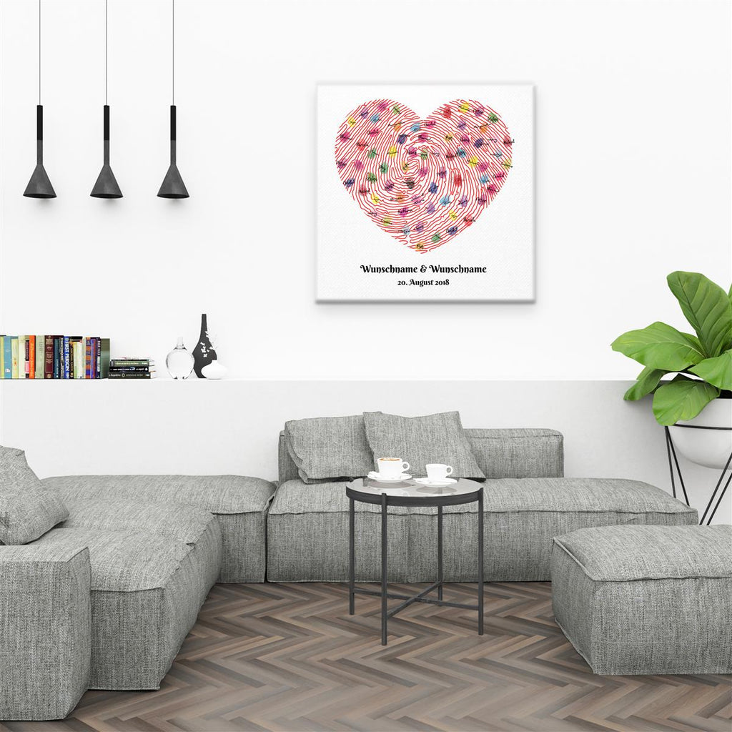 Personalisiertes Hochzeits-Gästebuch Leinwand 50x50 cm - Motiv Herz - MADYES - Hochzeitsdeko Manufaktur