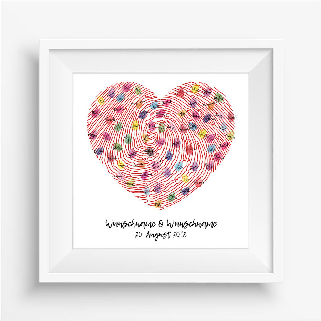 Personalisiertes Hochzeits-Gästebuch Leinwand 50x50 cm - Motiv Herz - MADYES - Hochzeitsdeko Manufaktur