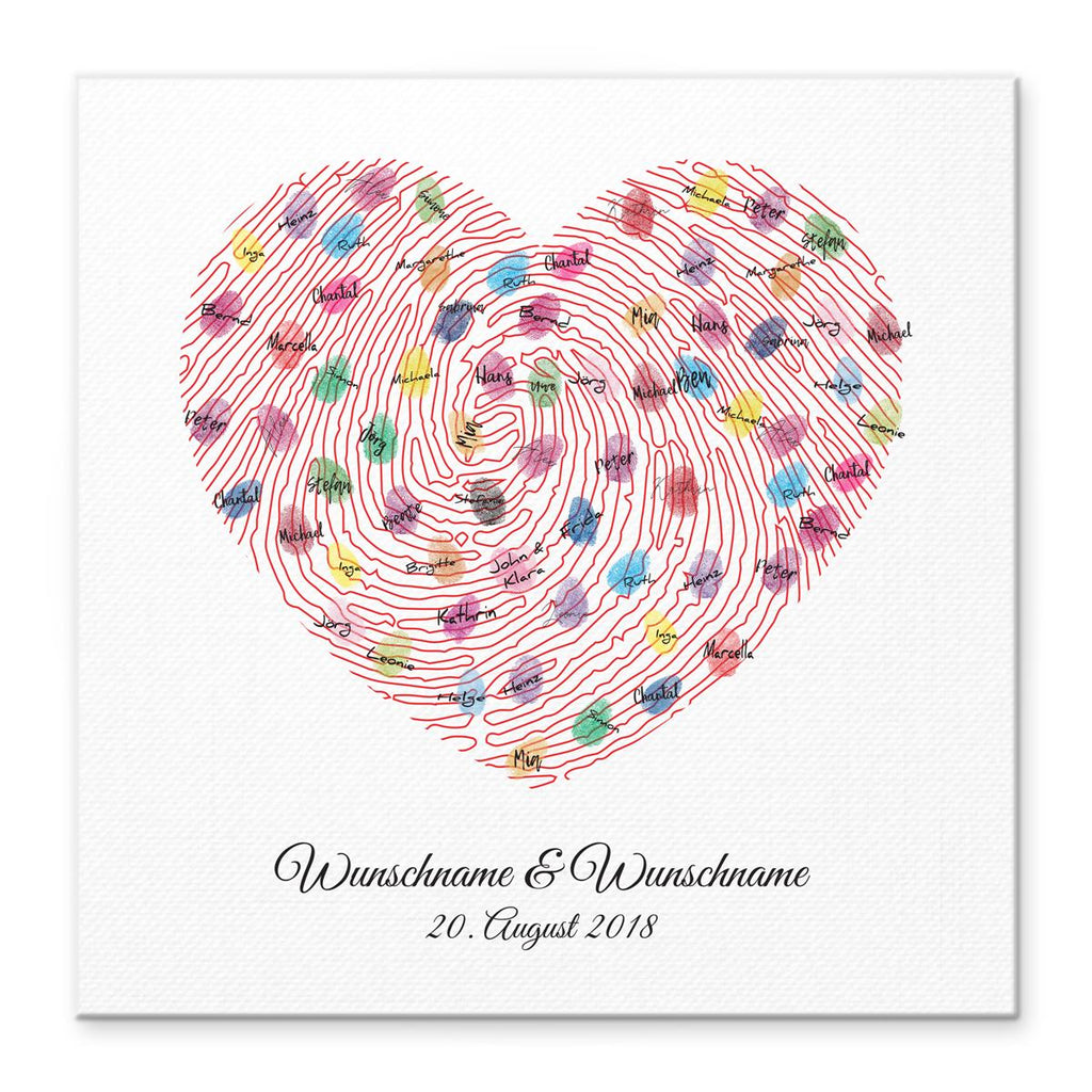 Personalisiertes Hochzeits-Gästebuch Leinwand 50x50 cm - Motiv Herz - MADYES - Hochzeitsdeko Manufaktur