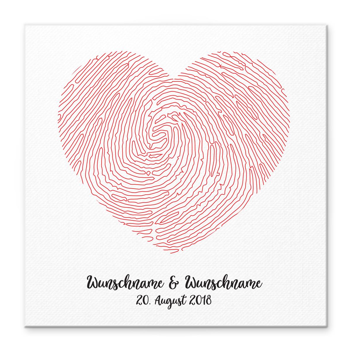 Personalisiertes Hochzeits-Gästebuch Leinwand 50x50 cm - Motiv Herz - MADYES - Hochzeitsdeko Manufaktur