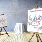 Personalisiertes Hochzeits-Gästebuch Leinwand 50x50 cm - Motiv Love Birds - MADYES - Hochzeitsdeko Manufaktur