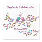 Personalisiertes Hochzeits-Gästebuch Leinwand 50x50 cm - Motiv Love Birds - MADYES - Hochzeitsdeko Manufaktur