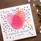 Personalisiertes Hochzeits-Gästebuch Leinwand 50x50 cm - Motiv Herz Fingerabdrücke - MADYES - Hochzeitsdeko Manufaktur