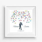 Personalisiertes Hochzeits-Gästebuch Leinwand 50x50 cm - Motiv Brautpaar Feuerwerk - MADYES - Hochzeitsdeko Manufaktur