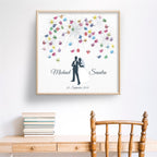 Personalisiertes Hochzeits-Gästebuch Leinwand 50x50 cm - Motiv Brautpaar Feuerwerk - MADYES - Hochzeitsdeko Manufaktur