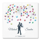 Personalisiertes Hochzeits-Gästebuch Leinwand 50x50 cm - Motiv Brautpaar Feuerwerk - MADYES - Hochzeitsdeko Manufaktur