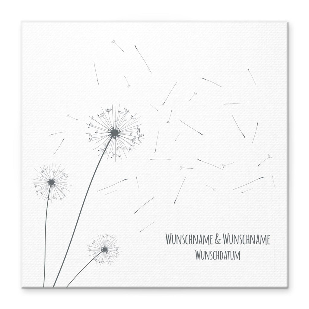 Personalisiertes Hochzeits-Gästebuch Leinwand 50x50 cm - Motiv Pusteblume - MADYES - Hochzeitsdeko Manufaktur