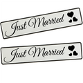 KFZ-Hochzeitskennzeichen Just Married Schriftzug – Klassische Autodeko – 2 Stück - MADYES - Hochzeitsdeko Manufaktur