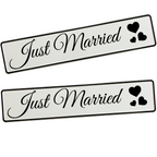 KFZ-Hochzeitskennzeichen Just Married Schriftzug – Klassische Autodeko – 2 Stück - MADYES - Hochzeitsdeko Manufaktur