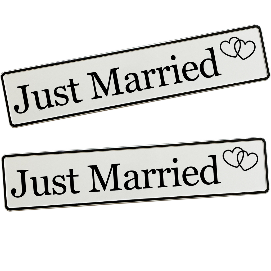 KFZ-Hochzeitskennzeichen Just Married Herz – Romantisches Herz Design – 2er Set - MADYES - Hochzeitsdeko Manufaktur