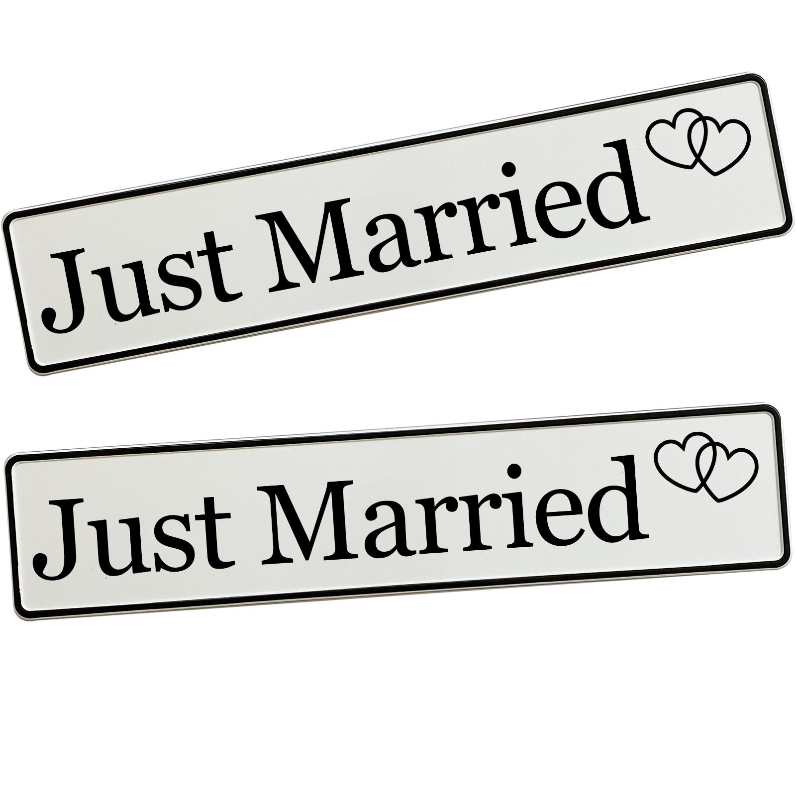 KFZ-Hochzeitskennzeichen Just Married Herz – Romantisches Herz Design – 2er Set - MADYES - Hochzeitsdeko Manufaktur
