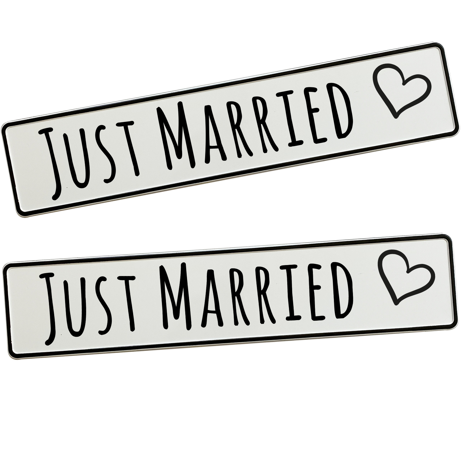 KFZ-Hochzeitskennzeichen Just Married Minimal – Schlichtes Design – 2 Stück - MADYES - Hochzeitsdeko Manufaktur