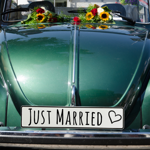 KFZ-Hochzeitskennzeichen Just Married Minimal – Schlichtes Design – 2 Stück - MADYES - Hochzeitsdeko Manufaktur