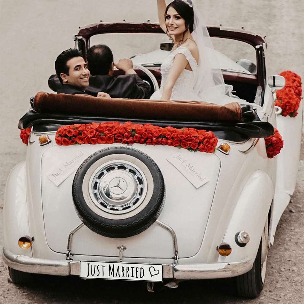 KFZ-Hochzeitskennzeichen Just Married Minimal – Schlichtes Design – 2 Stück - MADYES - Hochzeitsdeko Manufaktur