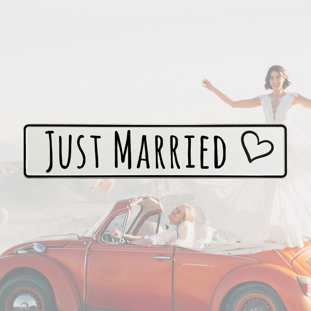 KFZ-Hochzeitskennzeichen Just Married Minimal – Schlichtes Design – 2 Stück - MADYES - Hochzeitsdeko Manufaktur