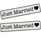 KFZ-Hochzeitskennzeichen Just Married Boho – Boho Style Autodeko – 2er Set - MADYES - Hochzeitsdeko Manufaktur