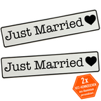 KFZ-Hochzeitskennzeichen Just Married Boho – Boho Style Autodeko – 2er Set - MADYES - Hochzeitsdeko Manufaktur