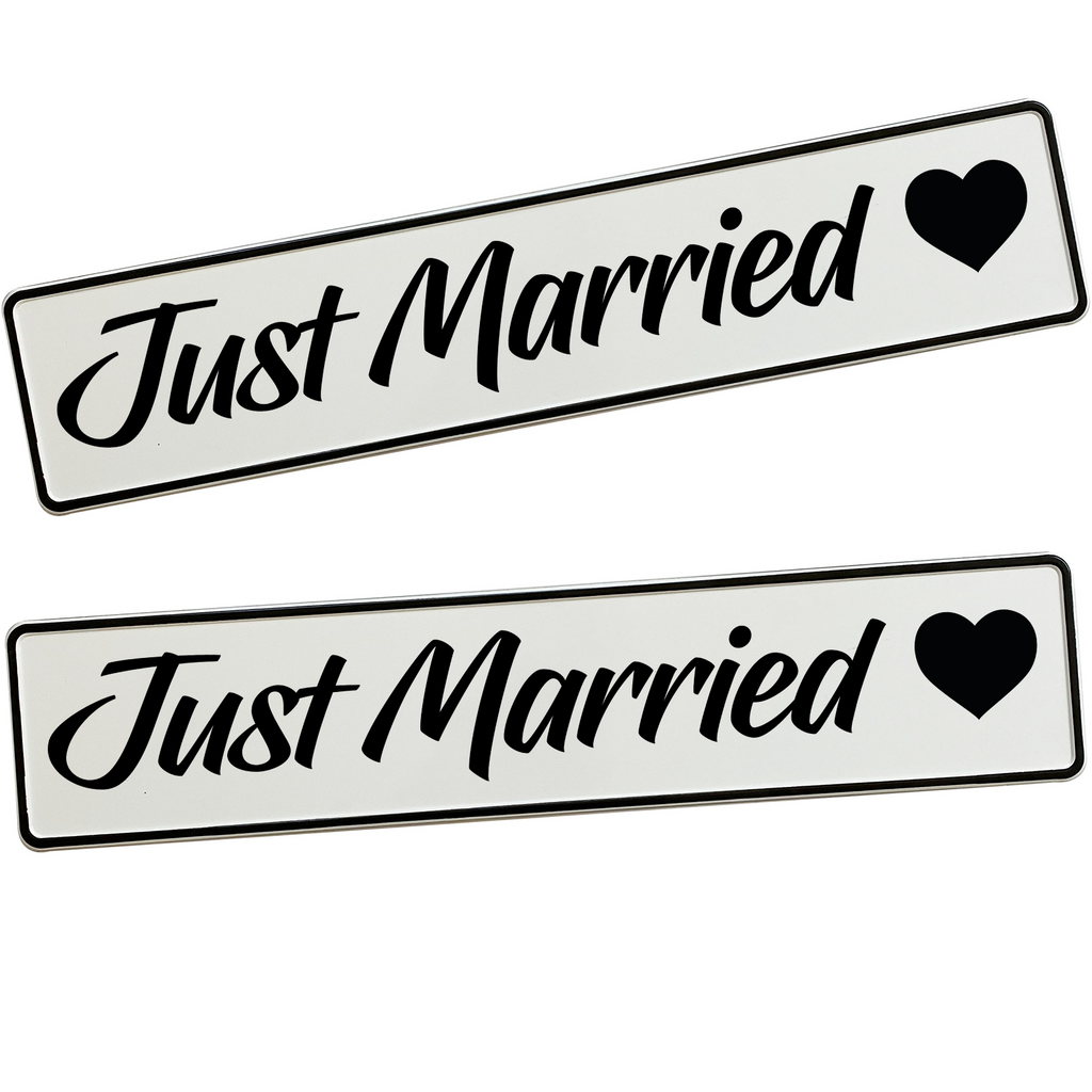 KFZ-Hochzeitskennzeichen Just Married Vintage – Retro Hochzeitsdeko – 2 Stück - MADYES - Hochzeitsdeko Manufaktur