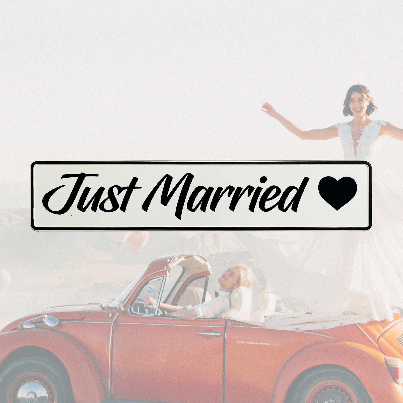 KFZ-Hochzeitskennzeichen Just Married Vintage – Retro Hochzeitsdeko – 2 Stück - MADYES - Hochzeitsdeko Manufaktur
