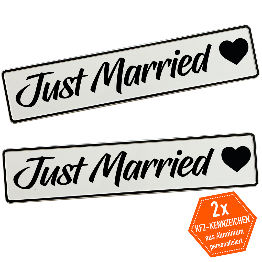 KFZ-Hochzeitskennzeichen Just Married Vintage – Retro Hochzeitsdeko – 2 Stück - MADYES - Hochzeitsdeko Manufaktur