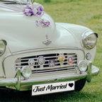 KFZ-Hochzeitskennzeichen Just Married Vintage – Retro Hochzeitsdeko – 2 Stück - MADYES - Hochzeitsdeko Manufaktur