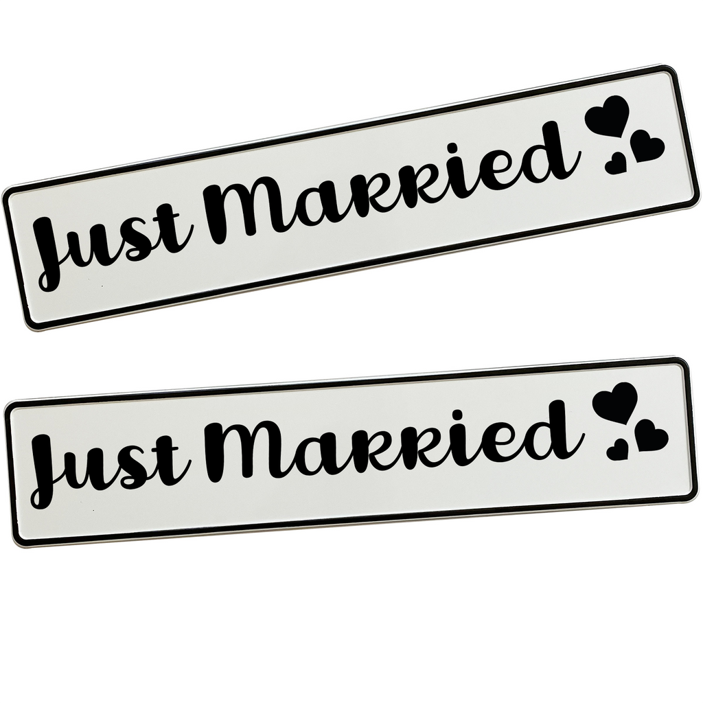 KFZ-Hochzeitskennzeichen Just Married Modern – Moderne Hochzeitsauto Deko – 2er Set - MADYES - Hochzeitsdeko Manufaktur