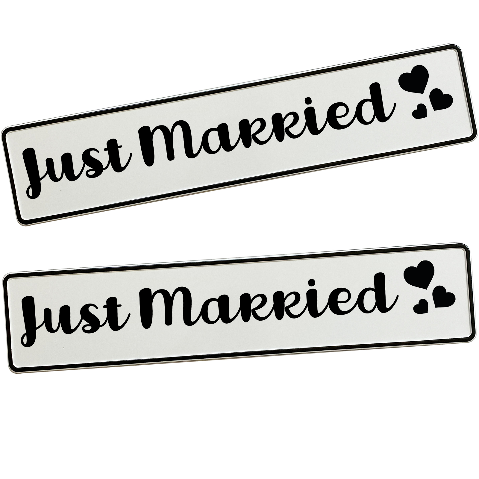 KFZ-Hochzeitskennzeichen Just Married Modern – Moderne Hochzeitsauto Deko – 2er Set - MADYES - Hochzeitsdeko Manufaktur