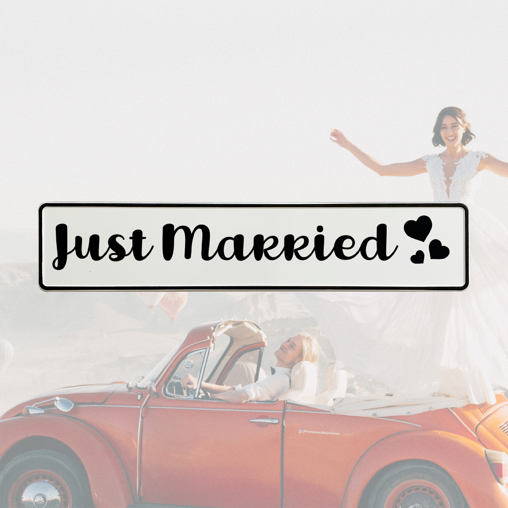 KFZ-Hochzeitskennzeichen Just Married Modern – Moderne Hochzeitsauto Deko – 2er Set - MADYES - Hochzeitsdeko Manufaktur