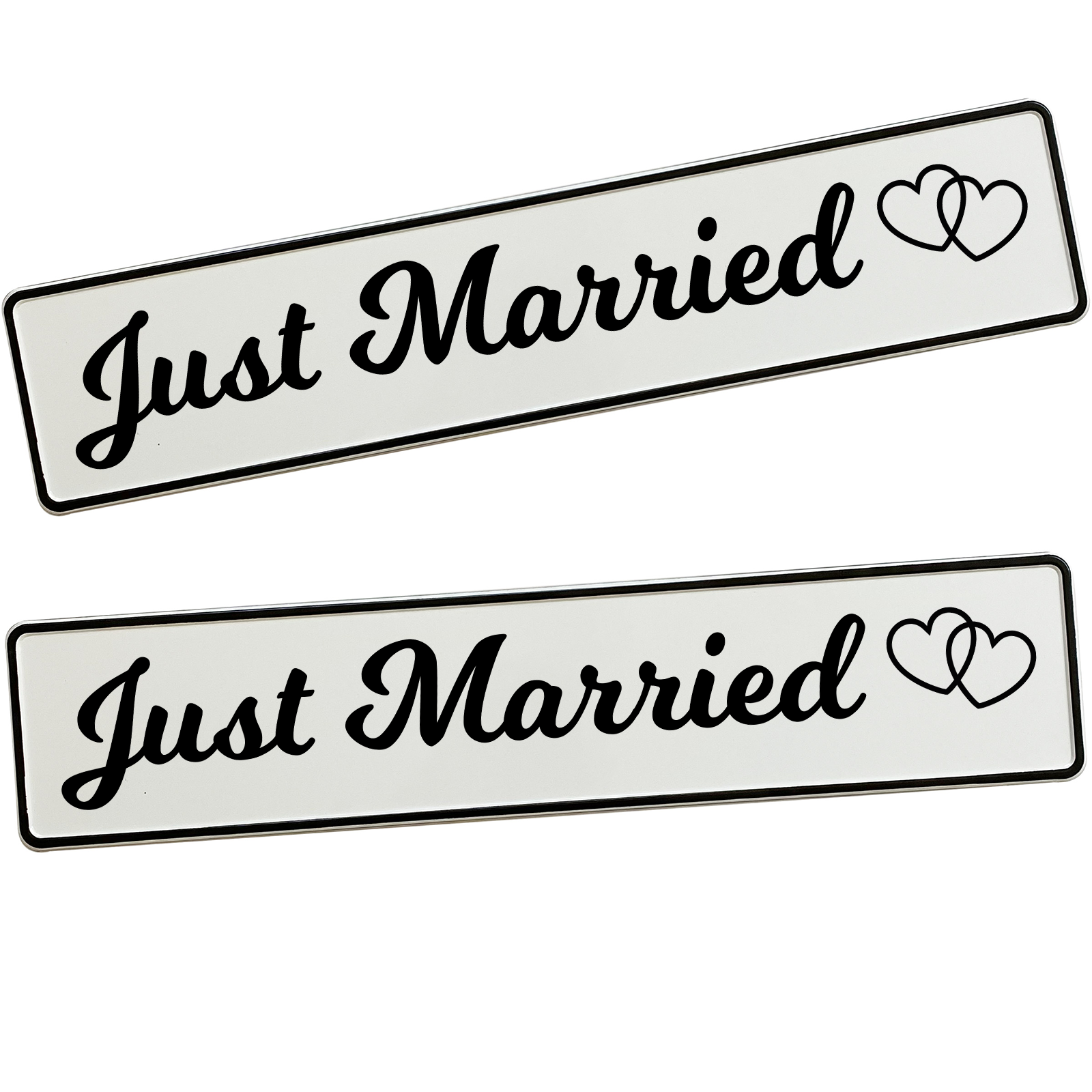 KFZ-Hochzeitskennzeichen Just Married Elegant – Edles Design – 2 Stück - MADYES - Hochzeitsdeko Manufaktur