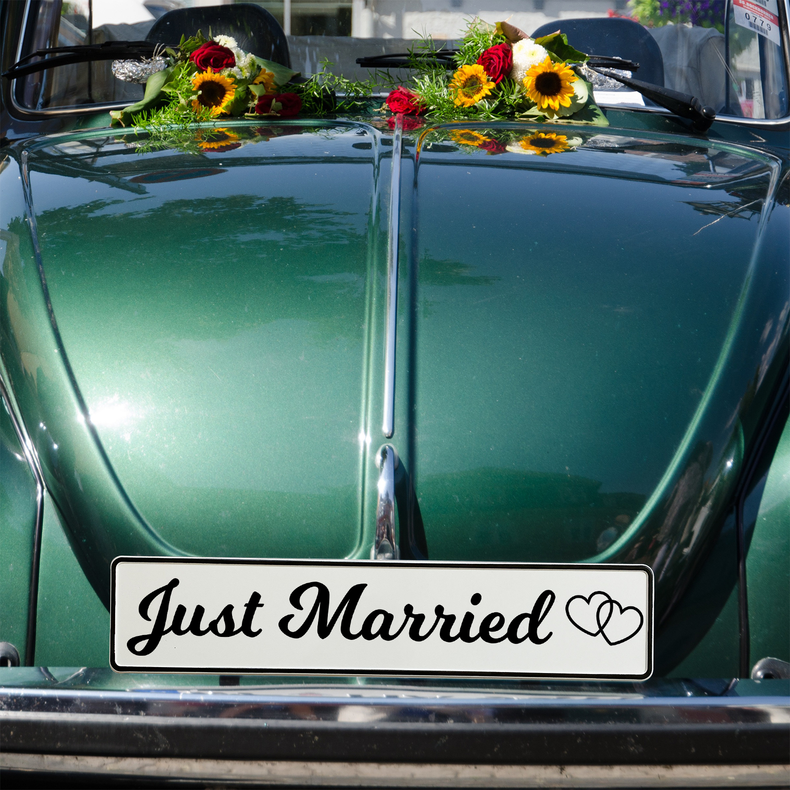 KFZ-Hochzeitskennzeichen Just Married Elegant – Edles Design – 2 Stück - MADYES - Hochzeitsdeko Manufaktur