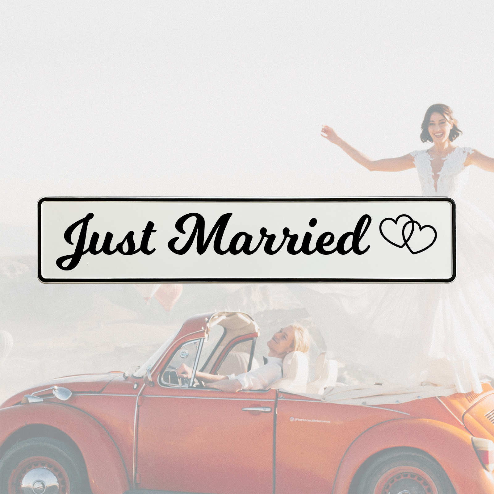 KFZ-Hochzeitskennzeichen Just Married Elegant – Edles Design – 2 Stück - MADYES - Hochzeitsdeko Manufaktur