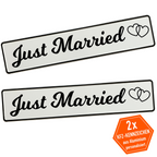 KFZ-Hochzeitskennzeichen Just Married Elegant – Edles Design – 2 Stück - MADYES - Hochzeitsdeko Manufaktur
