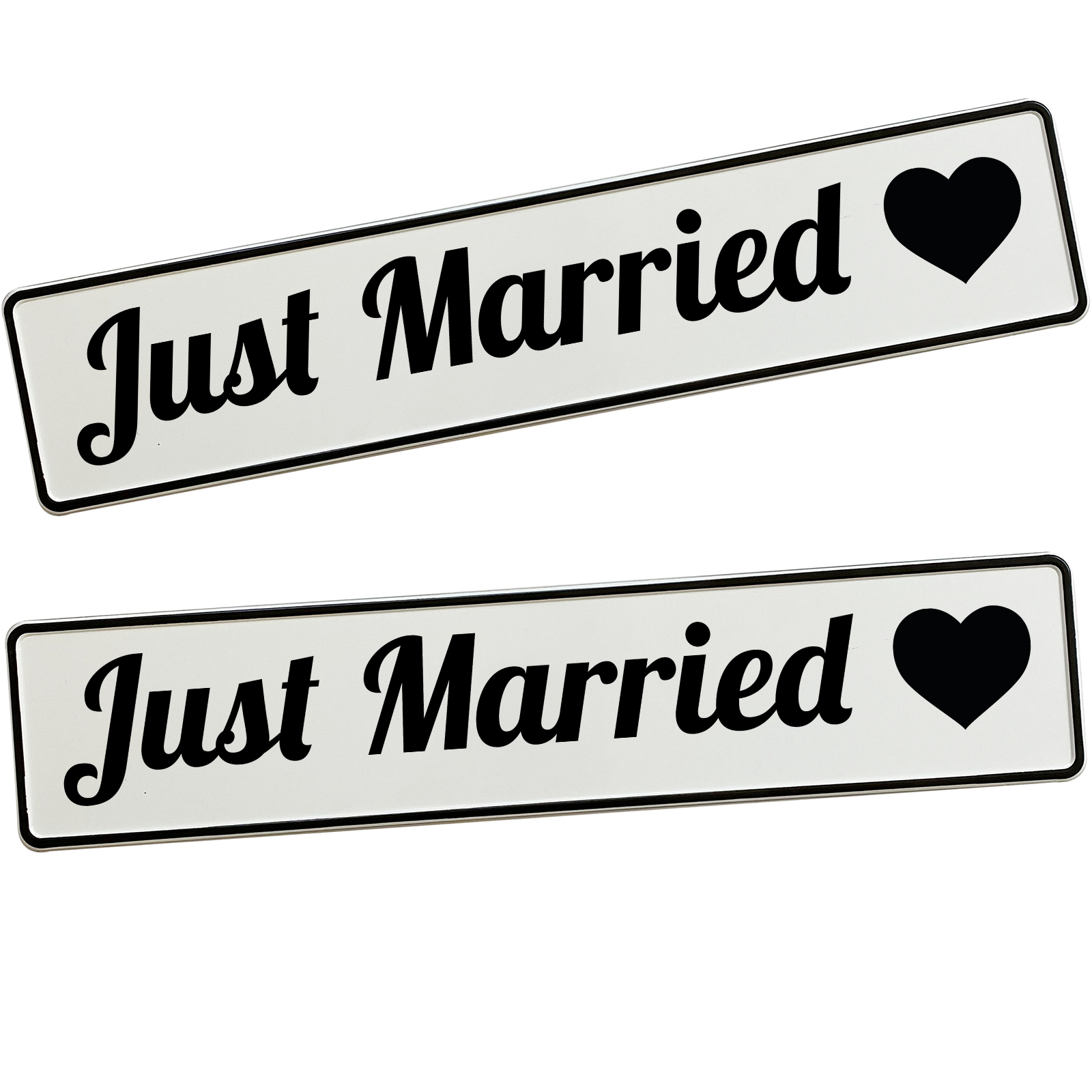 KFZ-Hochzeitskennzeichen Just Married Classic – Zeitlose Autodeko – 2er Set - MADYES - Hochzeitsdeko Manufaktur