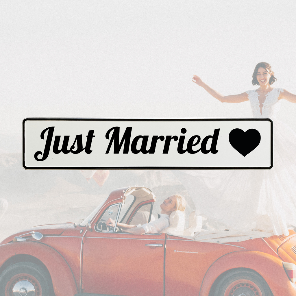 KFZ-Hochzeitskennzeichen Just Married Classic – Zeitlose Autodeko – 2er Set - MADYES - Hochzeitsdeko Manufaktur