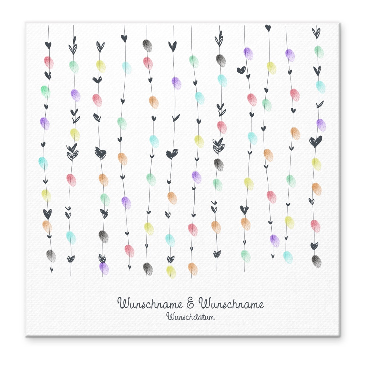 Personalisiertes Hochzeits-Gästebuch Leinwand 50x50 cm - Motiv Herzchen - MADYES - Hochzeitsdeko Manufaktur