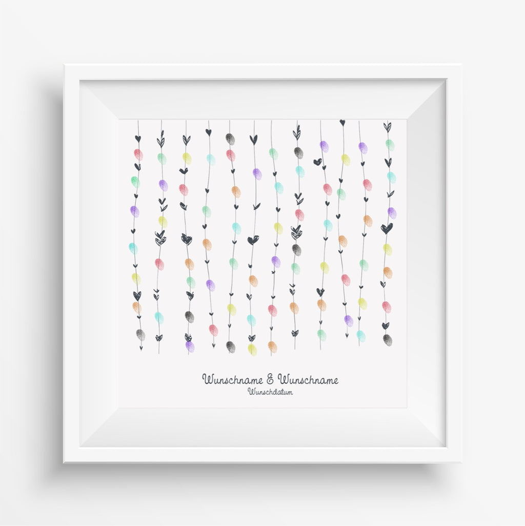 Personalisiertes Hochzeits-Gästebuch Leinwand 50x50 cm - Motiv Herzchen - MADYES - Hochzeitsdeko Manufaktur