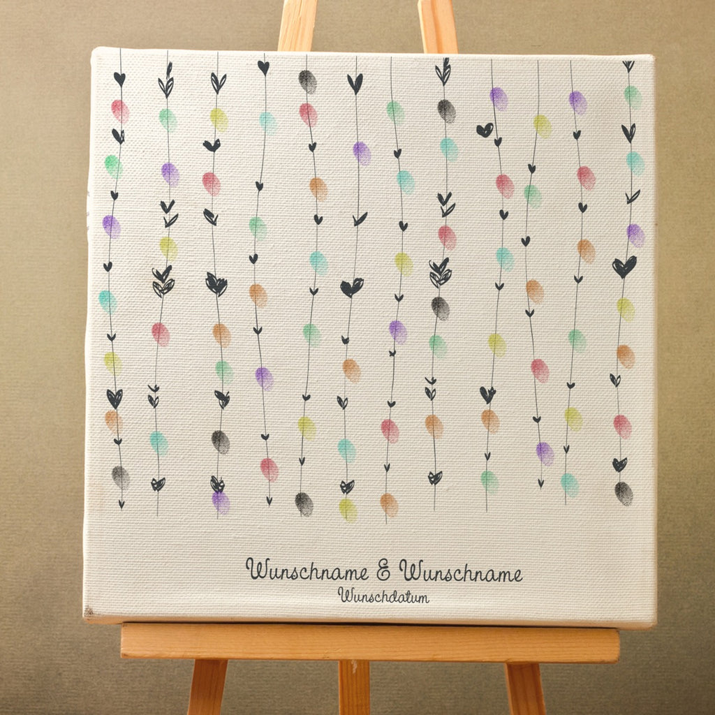 Personalisiertes Hochzeits-Gästebuch Leinwand 50x50 cm - Motiv Herzchen - MADYES - Hochzeitsdeko Manufaktur