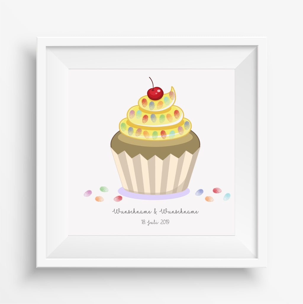 Personalisiertes Hochzeits-Gästebuch Leinwand 50x50 cm - Motiv Cupcake - MADYES - Hochzeitsdeko Manufaktur