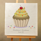 Personalisiertes Hochzeits-Gästebuch Leinwand 50x50 cm - Motiv Cupcake - MADYES - Hochzeitsdeko Manufaktur