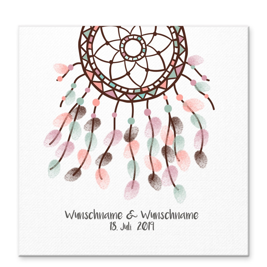 Personalisiertes Hochzeits-Gästebuch Leinwand 50x50 cm - Motiv Traumfänger - MADYES - Hochzeitsdeko Manufaktur