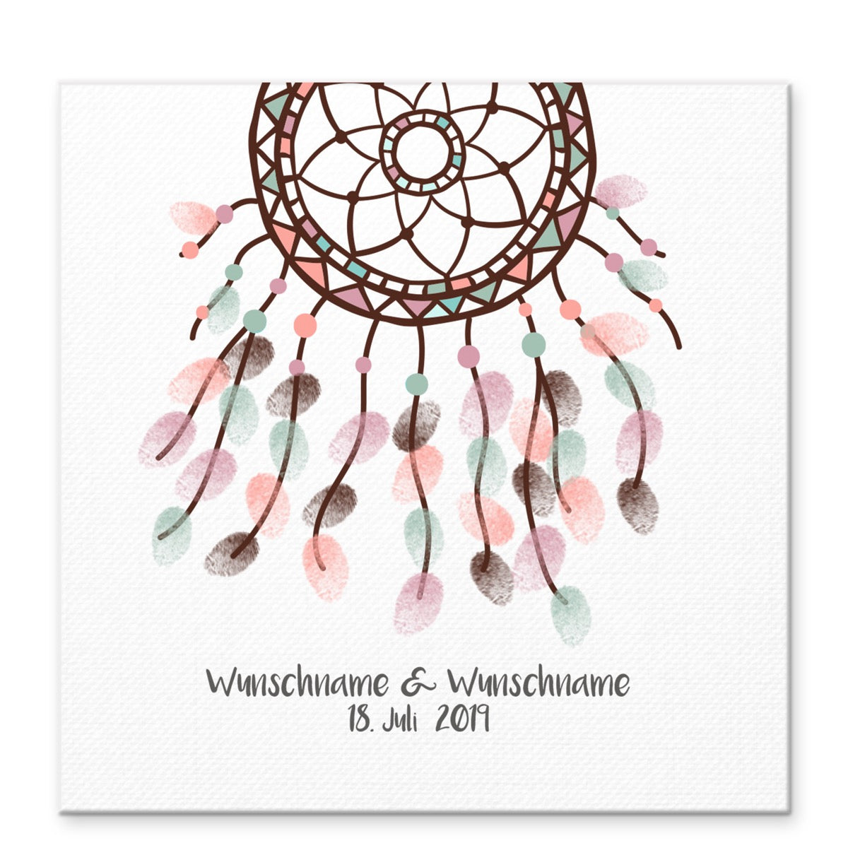 Personalisiertes Hochzeits-Gästebuch Leinwand 50x50 cm - Motiv Traumfänger - MADYES - Hochzeitsdeko Manufaktur