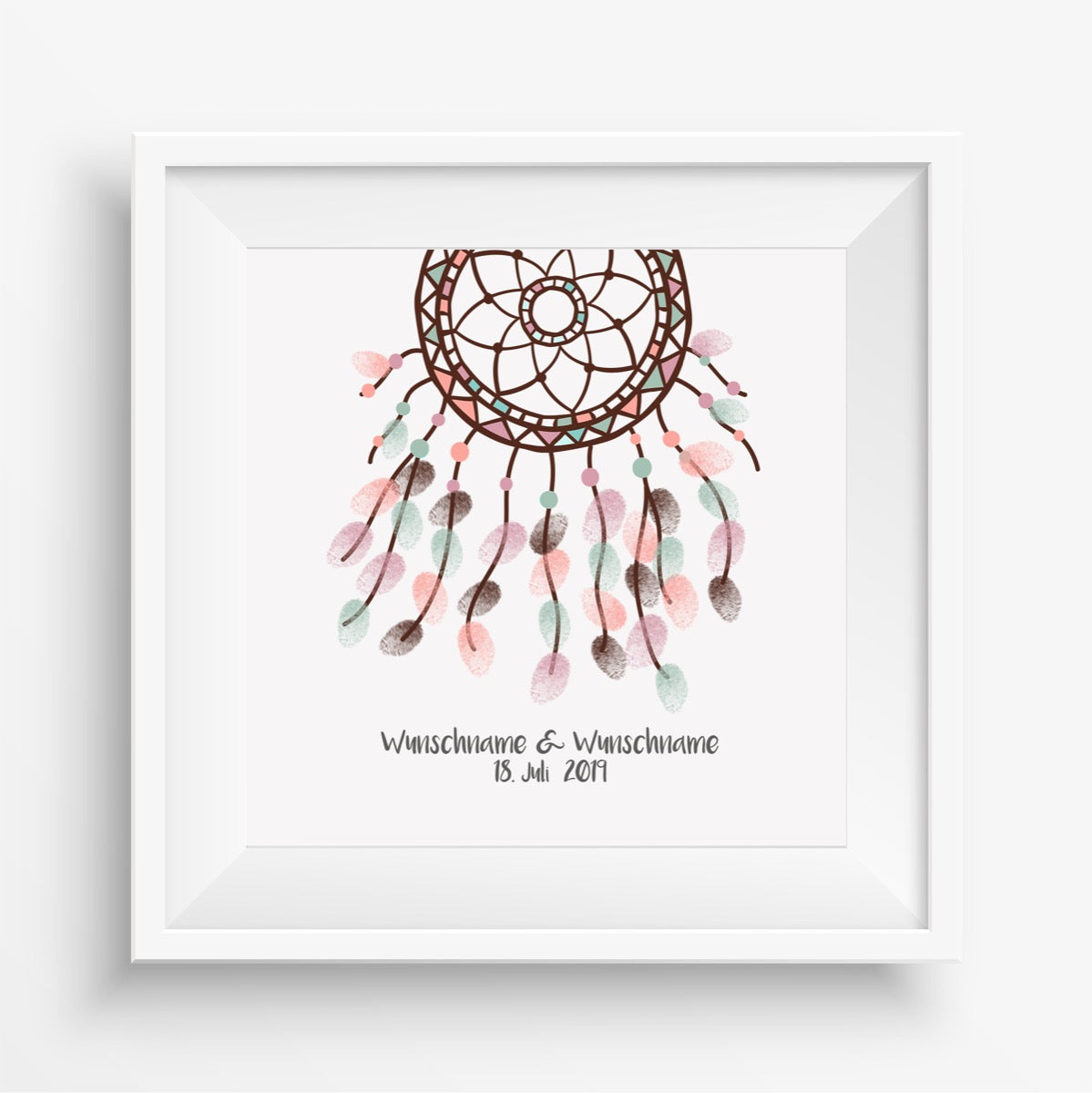 Personalisiertes Hochzeits-Gästebuch Leinwand 50x50 cm - Motiv Traumfänger - MADYES - Hochzeitsdeko Manufaktur