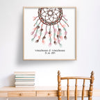 Personalisiertes Hochzeits-Gästebuch Leinwand 50x50 cm - Motiv Traumfänger - MADYES - Hochzeitsdeko Manufaktur