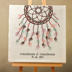 Personalisiertes Hochzeits-Gästebuch Leinwand 50x50 cm - Motiv Traumfänger - MADYES - Hochzeitsdeko Manufaktur